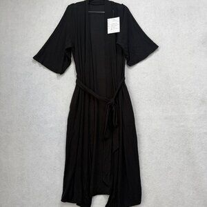 Body love basics Robe Womens Large Black Belted Lightweight Modal Spandex